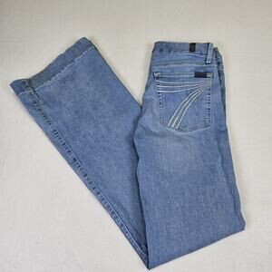 7 For All Mankind DOJO Trouser Jean Flared Light Wash Contour Waistband Women 30